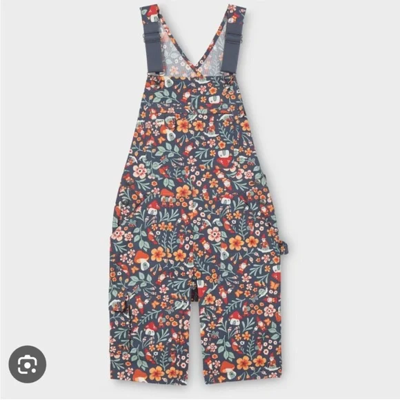 NWT Rare Duluth Trading Co Women’s Shortall Heirloom Overalls Gnome Mushroom -S - Picture 1 of 11